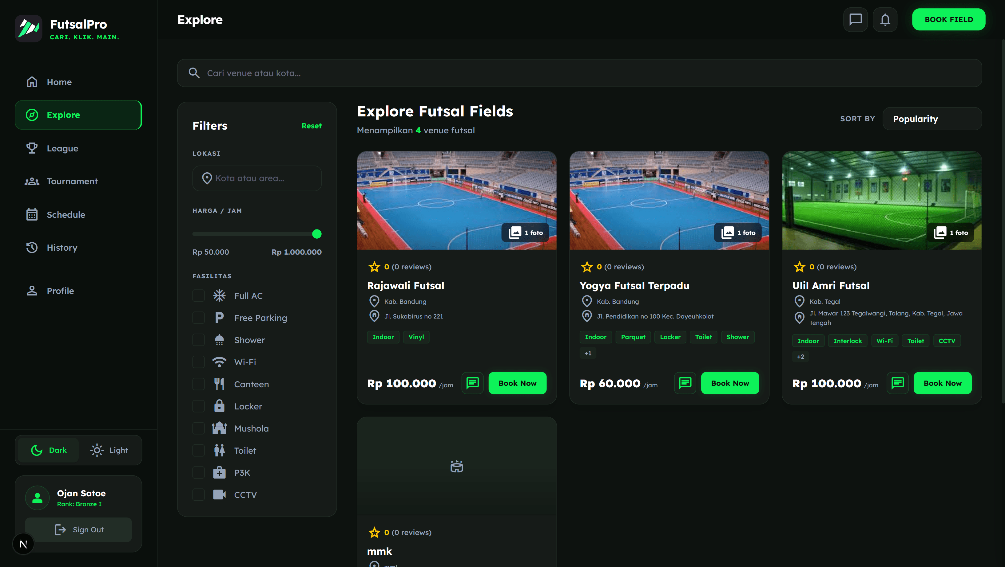 Explore & Filter Venues
